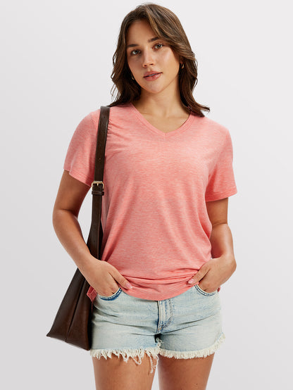 VILIGO Short Sleeve Shirts for Women Casual V-Neck Plain Tees - Set of 4