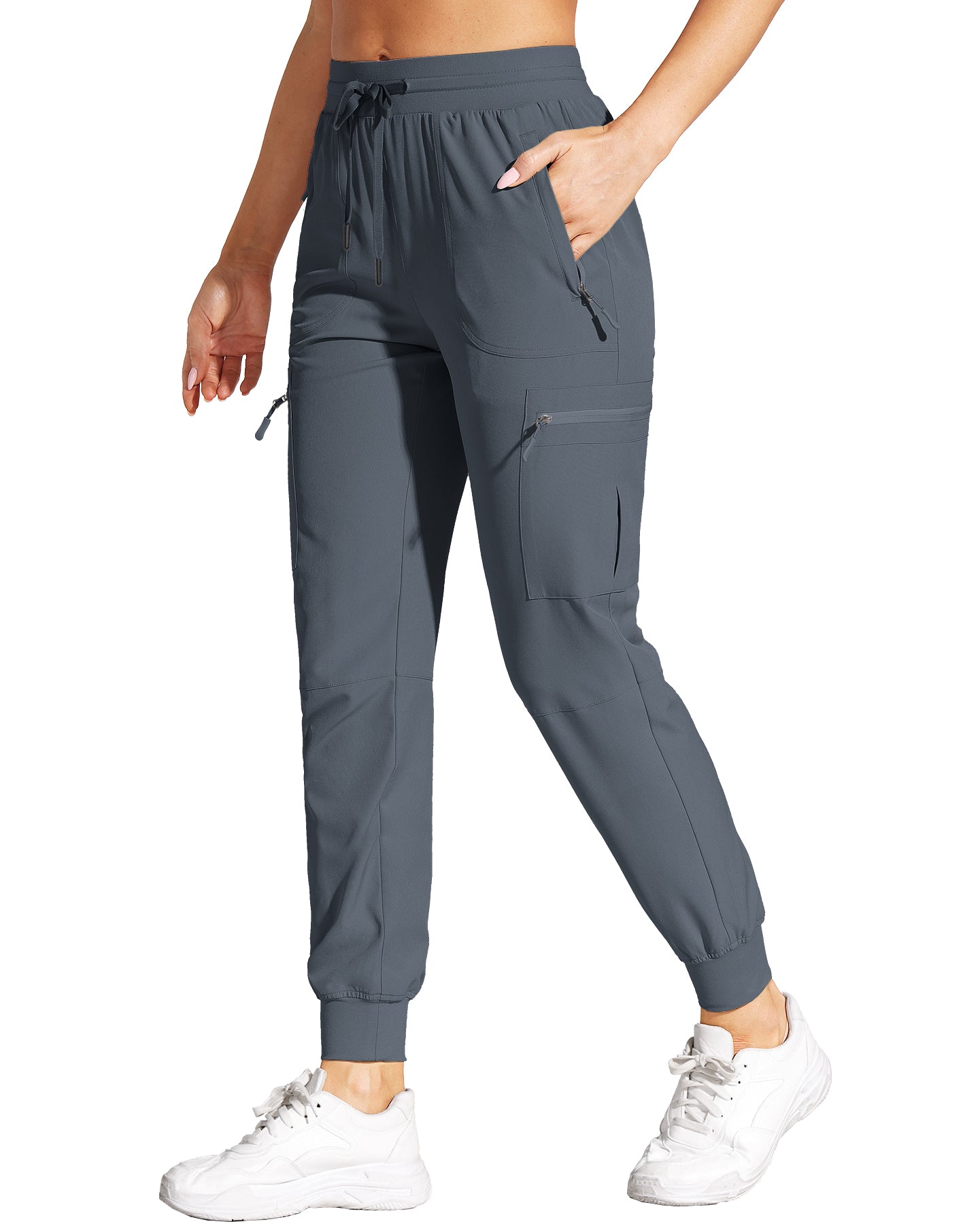 Women's Lightweight Cargo Joggers with Zipper Pockets