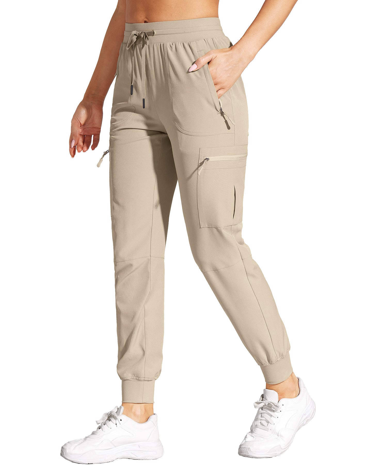 Women's Lightweight Cargo Joggers with Zipper Pockets