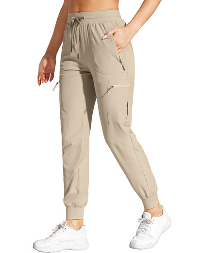 Women's Lightweight Cargo Joggers with Zipper Pockets