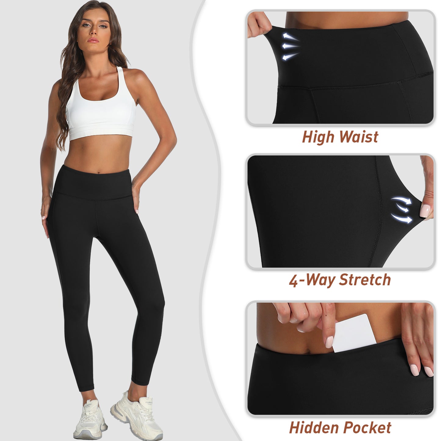 VILIGO 3-Pack Leggings for Women – High-Waisted, Stretchy & Soft Plus Size Yoga Leggings with Hidden Pocket