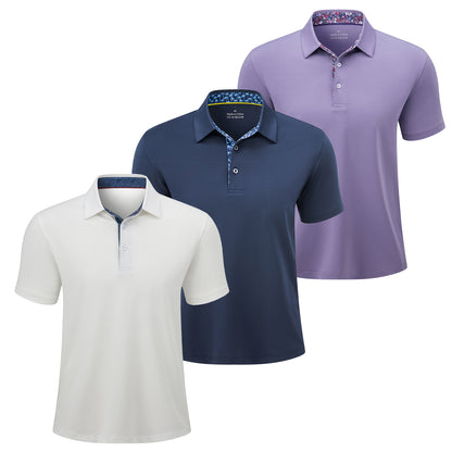 3-Pack Men’s Polo Shirts – Soft Breathable Short Sleeve Polos