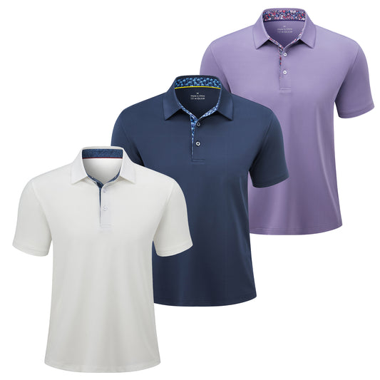 Paquete de 3 polos para hombre – Polos de manga corta suaves y transpirables