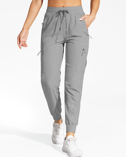 Women's Lightweight Cargo Joggers with Zipper Pockets