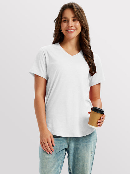 VILIGO Short Sleeve Shirts for Women Casual V-Neck Plain Tees - Set of 4