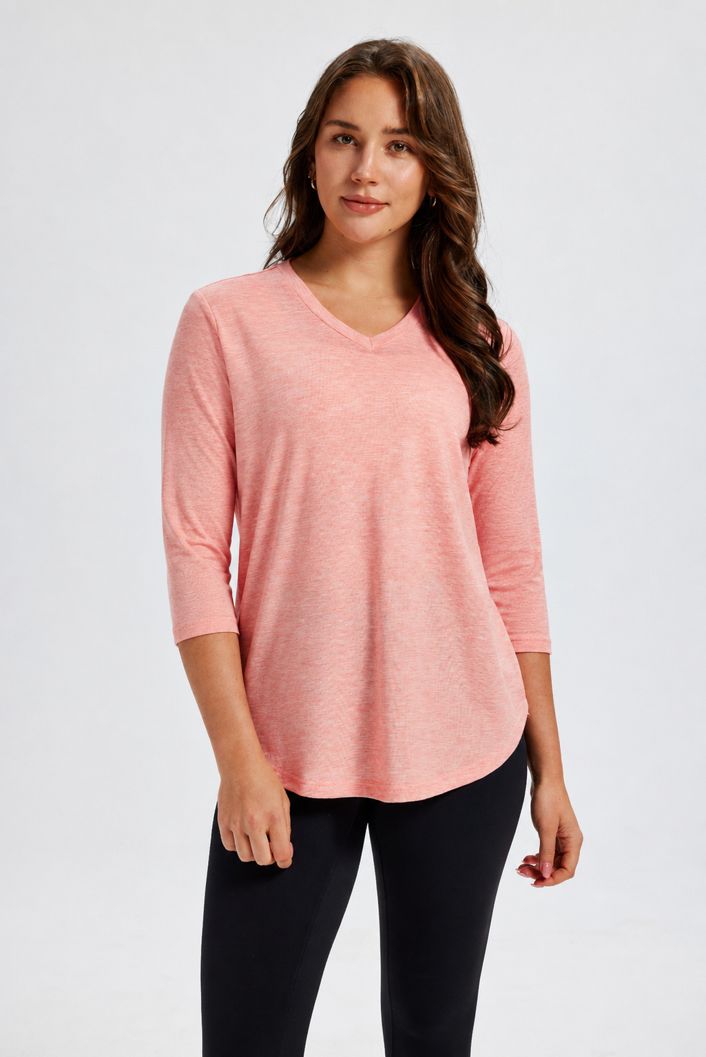 4 Pack 3/4 Length Sleeve Womens Tops V Neck T Shirts Plus Size Tops