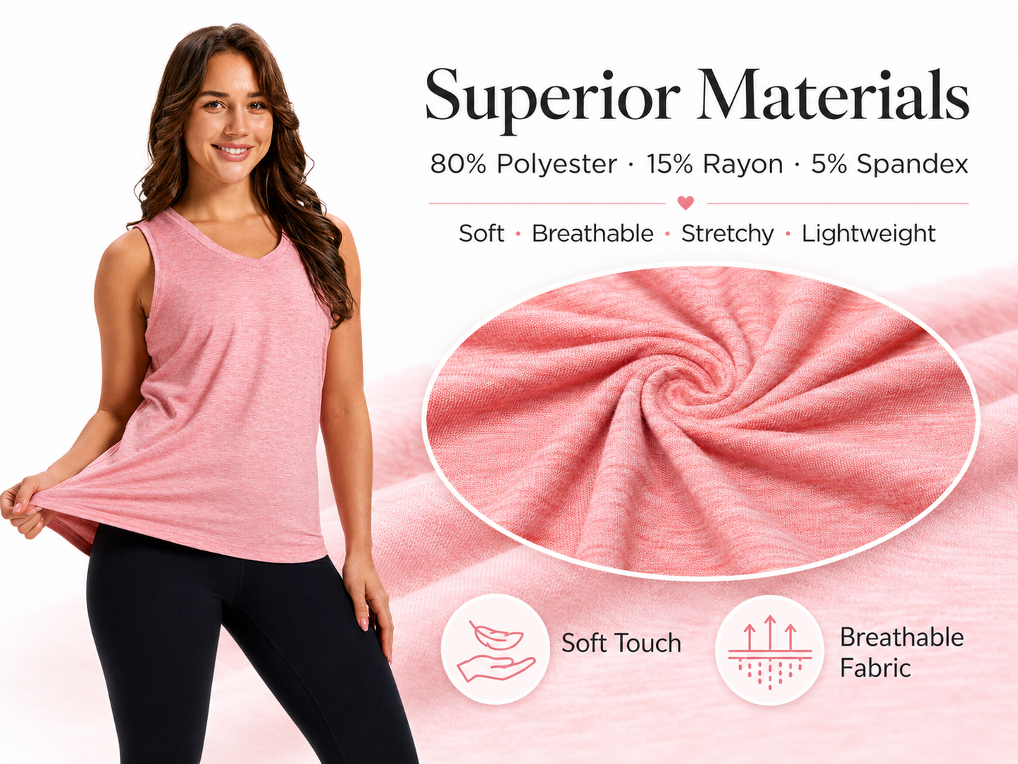 4 Pcs V-Neck Tank Tops for Women – Sleeveless Basic Tanks with Curved Hem