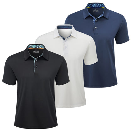 3-Pack Men’s Polo Shirts – Soft Breathable Short Sleeve Polos